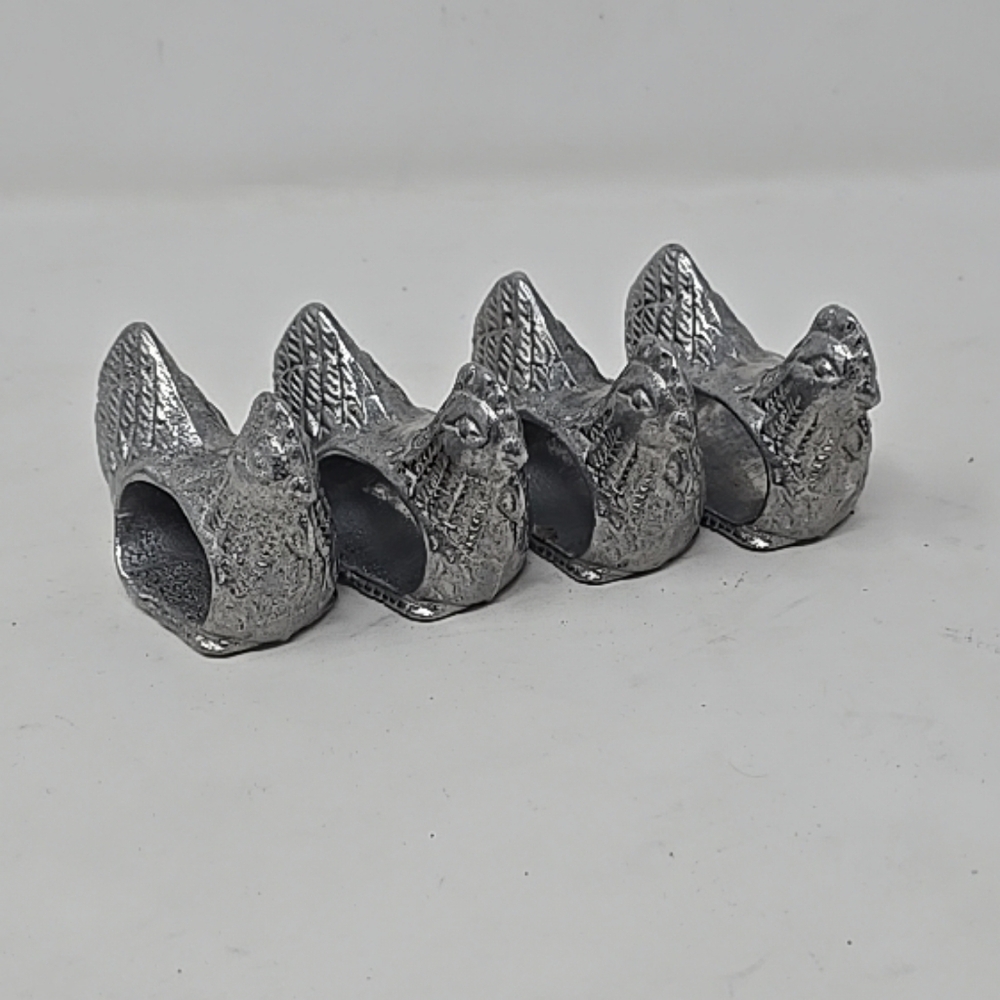 Vtg chicken rooster napkin rings set of 4 french country‎ cottagecore farmhouse